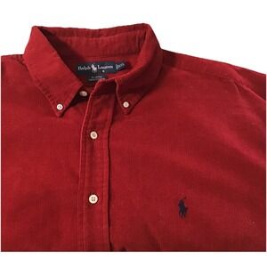 Vintage Ralph Lauren Blaire Red Corduroy Button Up Shirt Sz XXL Workwear 90's